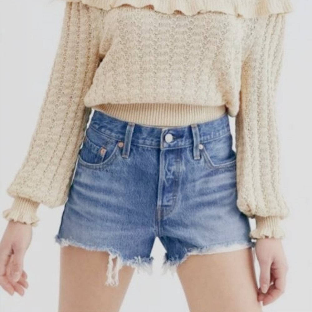 LEVI Button Fly Cutoff Blue Jean Shorts